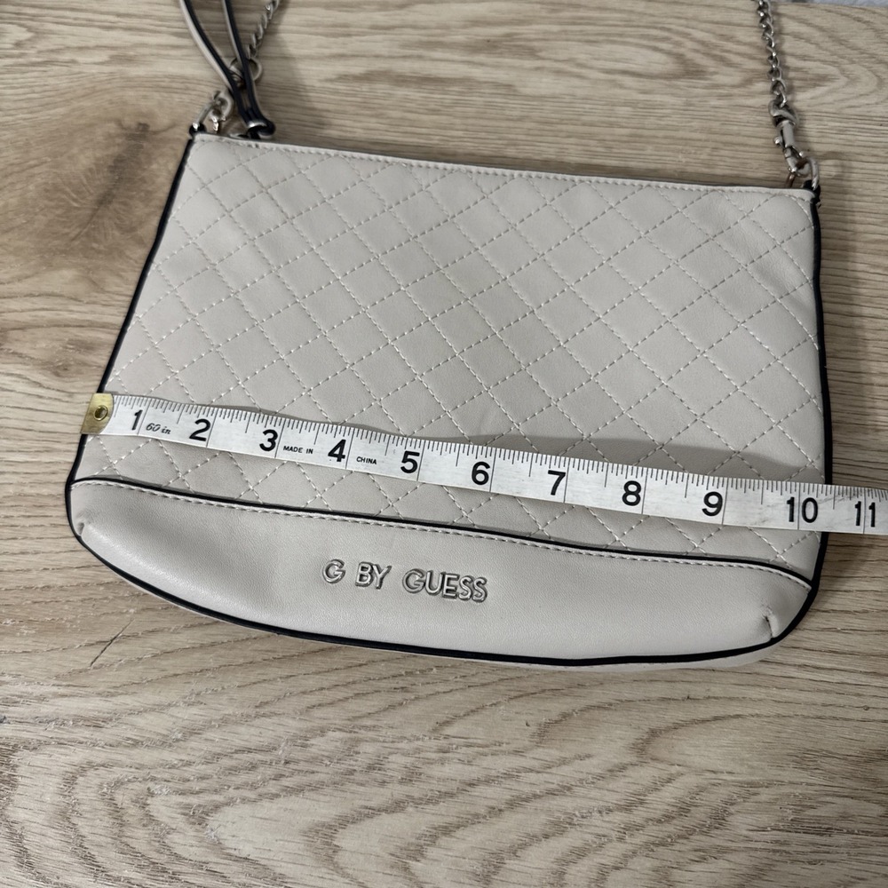 G By Guess Beige with Black Trim Crossbody Purse Beige‎ Satchel Chain Strap - Picture 11 of 13